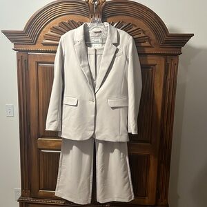 Women’s Suit Tan Kaki Blazer Tailored Suit Set Women Abercrombie & Fitch Size